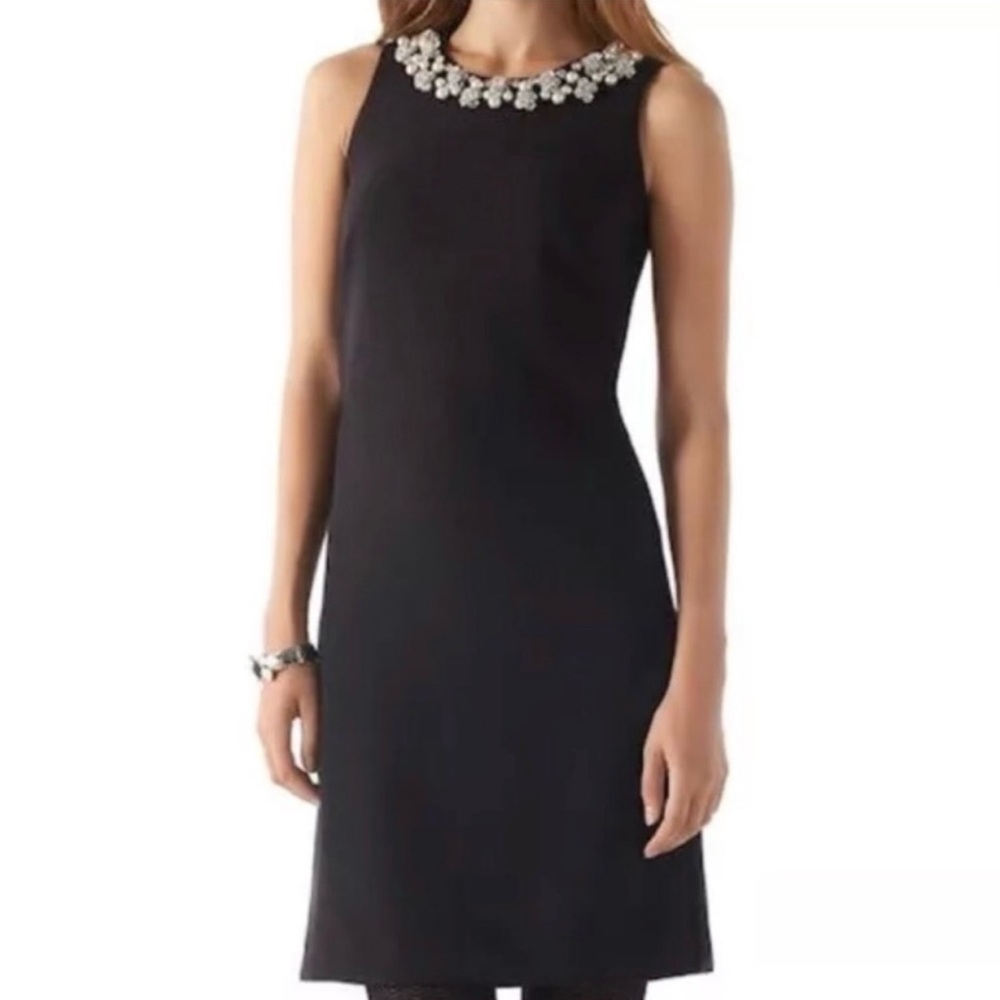 White House Black Market  Mid length sleeveless Dress pearl embellished neck